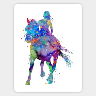 Girl Horse Rider Watercolor Equestrian Gift Sticker